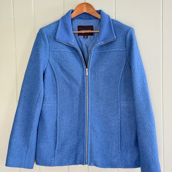 Lands' End Jackets & Blazers - Lands End Wool Blend Jacket Women 16 Blue Zip Coat Coastal‎ Grandmother Spring